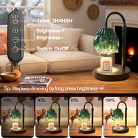 Lámpara de Noche Moderna de Vidrio y Madera con Forma de Flor, Lámpara de Escritorio LED Regulable, Lámpara Calentadora de Velas para Iluminación Interior, Decoración de Hotel y Hogar