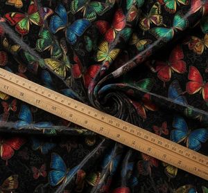Tela de tapicería estampada con mariposas multicolores por yarda, elegante tela decorativa para muebles con patrón de mariposas y flores. - Product Image 3