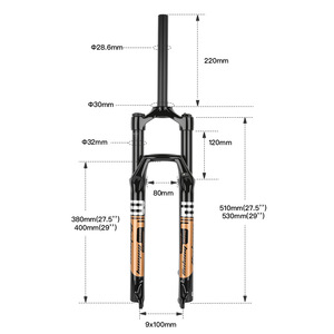 Horquilla de Suspensión Neumática Bolany, 32 mm, Recorrido de 120 mm, Eje de 9x100 mm, Horquilla para Bicicleta de Montaña de 27.5 Pulgadas - Product Image 5