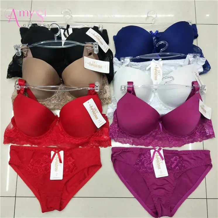 2.44 USD BR222 Yiwu Amysi Garments B C cup mix size 38-44 women bra brief set fashion push up underwear set