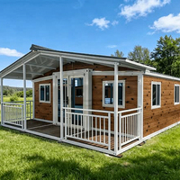 Maison conteneur extensible de luxe 20/40 pieds à deux ailes, design moderne, 2-3 chambres, préfabriquée, modulaire, entièrement meublée, petite maison