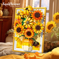 Peinture de Van Gogh en bricolage en gros, tournesol, puzzle 3D en briques, cadre photo, art mural, artisanat, décoration artificielle, fleurs, blocs de construction