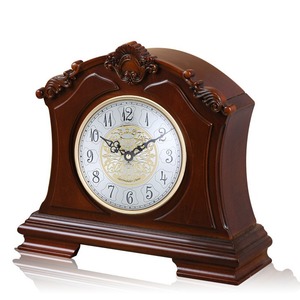 European Style Solid Wood Table Clock Dome Shape Hourly Chime Retro Wooden Clock 1033A - Product Image 1