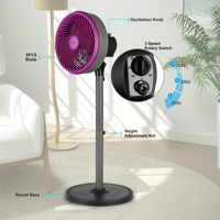 Vente directe d'usine 10 pouces 5 pales 3 vitesses Turbo Force ventilateur sur pied avec inclinaison et hauteur réglables pour un flux d'air personnalisé