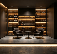 Meuble à vin mural moderne avec éclairage LED, vitrine à liqueurs en verre trempé, meuble de rangement pour bar à domicile sur mesure