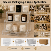 Support d'affichage en plexiglas transparent avec base éclairée pour bougies, parfums et petits articles de luxe, vitrine de boutique