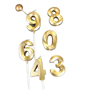 Candele Numeriche per Torte di <span class=keywords><strong>Compleanno</strong></span>/Matrimonio in Plastica 3D Metallica con Logo Personalizzato a Prezzo di Fabbrica - Product Image 1