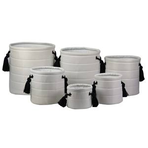 Cesto rotondo in tessuto poliestere beige da 22x24 cm, 1 pezzo - Product Image 1