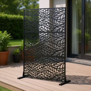 Paravent d'extérieur en métal noir 47 po x 72 po, design contemporain pour portes et fenêtres de patio, facile à installer - Product Image 2