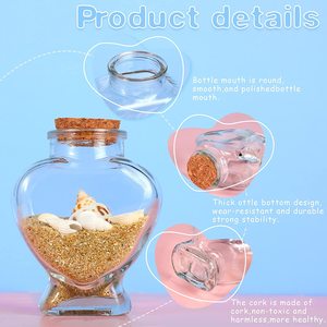 Botol Air Kaca Bentuk Hati 150ml, Stoples Souvenir dengan Tutup Gabus, Hot Stamping, Warna dan Logo Dapat Disesuaikan, untuk Kerajinan Lilin - Product Image 5