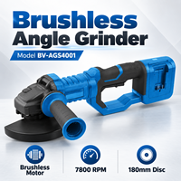 Meuleuse d'angle industrielle sans fil 180 mm à moteur sans balais, alimentée par batterie, avec interrupteur à gâchette et poignée latérale pour disque
