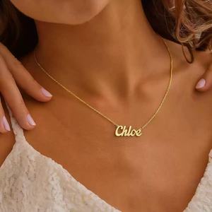 Collana Personalizzata con Nome <span class=keywords><strong>per</strong></span> Donna in Argento Sterling 925 Placcato Oro 14k, Gioiello alla Moda, Regalo Carino <span class=keywords><strong>per</strong></span> Ragazze - Product Image 5
