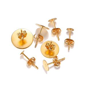 Gold Stainless Steel <b>Earring</b> <b>Posts</b> Studs Flat Head With Butterfly Backings For <b>Earring</b> Making 20 Sets Pack - Product Image 3
