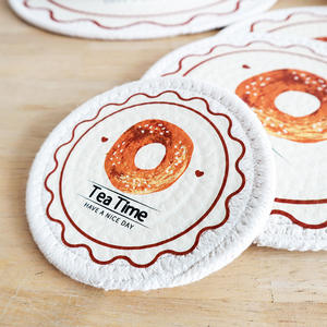 Posavasos redondos de algodón de Texas de 12 cm, 18 cm, 24 cm, 30 cm, estilo donut de dibujos animados, antideslizantes, para la hora del té - Product Image 1