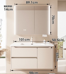Mueble de Baño Moderno de Cerámica Inteligente de Una Pieza, Montado en la Pared, con Espejo con Iluminación Inteligente para Apartamentos y Villas Pequeñas - Product Image 6