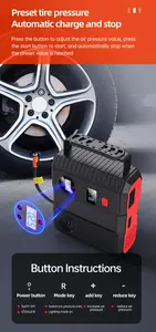 High Power Emergency Jump Starter Power Bank With Tire Pump Multi-function Portable Car Battery Booster With Air Compressor