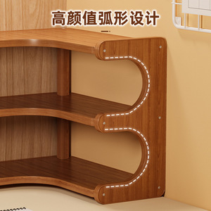 Corner Desktop <b>Shelf</b> 3 Tier Wood Storage <b>Rack</b> Multipurpose Wall Mounted Organizer for Home Office Desk Organization - Product Image 2