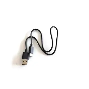 Grosir Murah Kabel Pengisian Daya 5V 2A 0.4M Headphone Tipe C Kabel Bulat Hitam