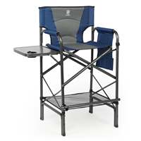 Chaise de directeur haute bleue, hauteur d'assise 30,7 pouces, chaise pliante avec table latérale et porte-gobelets, supporte 350 lb, pour le camping et les activités de plein air