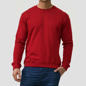 Sweat-shirt décontracté pour homme, col rond, tricoté, doublé polaire, anti-rétrécissement, coupe classique, couleur unie, manches longues, hiver - Product Image 6