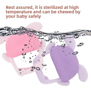 Anneau de dentition pour bébé en silicone, style petit lapin, anti-sucette, apaisant, résistant aux hautes températures, bouillable et à mâcher - Product Image 3