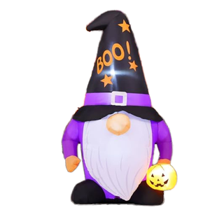 Inflables de Halloween Personalizados de 5 Pies de Poliéster, Gnomos Adorables con Calabaza, Luces LED Integradas, para Jardín, Césped, Fiestas Infantiles, Interior y Exterior - Product Image 1