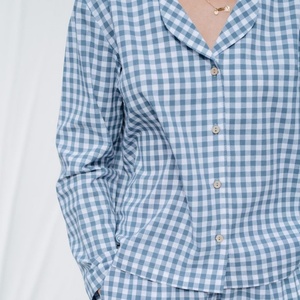 Conjunto de <span class=keywords><strong>pijama</strong></span> de guinga de doble capa de algodón puro superventas con mangas largas y pantalones largos para <span class=keywords><strong>hombre</strong></span> - Product Image 2