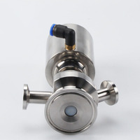 Válvula de Muestra Aséptica Neumática Sanitaria de Acero Inoxidable con Abrazadera Triclamp, Control Manual, Tamaño Personalizado