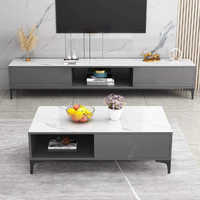 Meuble TV et Table Basse Minimalistes Modernes, Combinaison Luxe Léger, Mobilier Multifonctionnel de Petite Taille pour Salon d'Hôtel et Maison