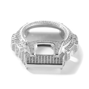 Boîtier de luxe en moissanite pour <span class=keywords><strong>Casio</strong></span> DW-6900, en laiton massif, avec lunette entièrement sertie de diamants, passe le testeur de diamants, protection de <span class=keywords><strong>montre</strong></span> dorée style « Iced Out » - Product Image 4