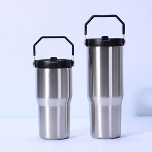 Gobelet de voyage isotherme sous vide 20oz 30oz avec poignée, couvercle, paille et base antidérapante pour boissons froides et chaudes - Product Image 6