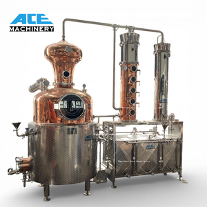 Equipo de Destilación Ace 1000L+700L OEM Comercial con Dos Alambiques de Cobre para Whisky, Brandy y Agave para Cervecería y Destilería - Product Image 1