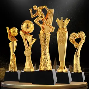 Custom shaped football golden boot heart crown trophies and medals metal gold run running trophy marathon for winner