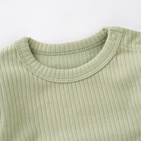 Combinaison bébé en tricot côtelé, manches bouffantes, manches longues, barboteuse pour nouveau-né, logo personnalisé, combinaison pour bébé