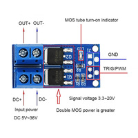 Module SMD de régulation de vitesse de moteur à double MOSFET haute puissance 400W, 5V-36V, 15A-30A, avec commande PWM et interrupteur de déclenchement