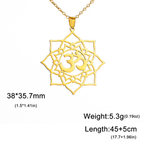 Lotus <strong>OM</strong> Yoga Chakra Symbol <strong>Pendant</strong> Necklace Women Stainless Steel Buddhism Hindu Amulet Chain Necklace Jewelry Gift - Product Image 6