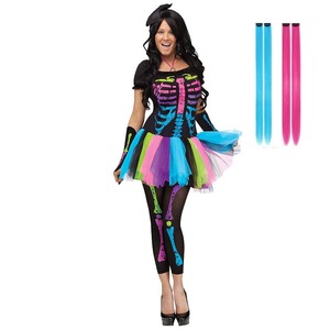 Adulto 1980s Disco Day <span class=keywords><strong>Bones</strong></span> Esqueletos Día DE LOS Muertos Disfraz de mujer HOHC-008-3 - Product Image 1
