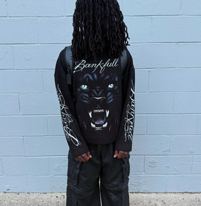 <span class=keywords><strong>Maglietta</strong></span> <span class=keywords><strong>Termica</strong></span> a Maniche Lunghe in Maglia Waffle Personalizzata per Uomo, Stampa Grafica Pantera <span class=keywords><strong>Nera</strong></span>, Oversize con Spalle Scese, 100% Cotone OEM ODM - Product Image 5