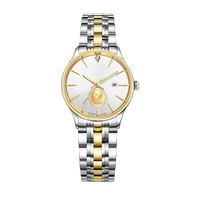 Montres de luxe pour couple, montres-bracelets assorties, bracelet en acier bicolore or, calendrier, montre de couple pour affaires