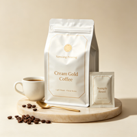 Sachet à café personnalisé en aluminium de qualité alimentaire, haute résistance à l'humidité, imprimé en héliogravure, fond plat, scellé sur huit côtés