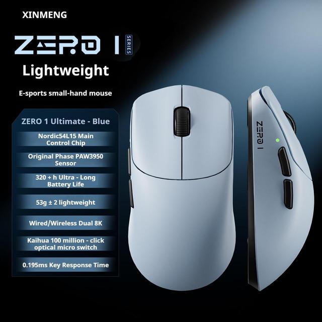 Xinmeng ZERO1 Ultimate Wireless Gaming Mouse Laser Sensor PAW3950 RGB Backlit Ergonomic Ultra Lightweight 8K Polling Rate