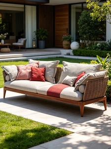 Ensemble d'extérieur moderne de luxe en rotin PE avec structure en corde et tissu imperméable pour villa, hôtel, jardin, plage et patio - Product Image 2