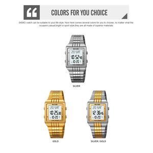 SKMEI 2335 Montre Ultra Fine en Acier Carrée Dorée Personnalisée pour Homme et <span class=keywords><strong>Femme</strong></span>, Montre Cadeau Numérique Étanche avec Chronographe - Product Image 2