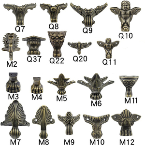 Caja de madera tallada antigua, accesorios de protección para pies, <span class=keywords><strong>joyero</strong></span>, muebles decorativos de cuatro lados, protectores de piernas - Product Image 2