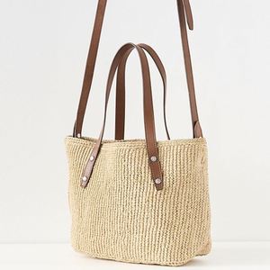 <b>Small</b> Daily Tote Custom Women Straw Bags Summer Autumn Beach Woven Shoulder Bag Raffia Leather Trim Travel Mini <b>Purse</b> Open - Product Image 4