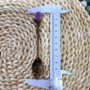 Cucharas Decorativas <span class=keywords><strong>de</strong></span> Aleación <span class=keywords><strong>de</strong></span> Cristal Multicolor, Cucharas <span class=keywords><strong>de</strong></span> Café <span class=keywords><strong>de</strong></span> Aleación con Piedras <span class=keywords><strong>de</strong></span> Amatista en Bruto, Cuchara <span class=keywords><strong>de</strong></span> Bruja para Regalo - Product Image 6