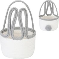 Panier de Pâques tressé en corde de coton avec poignée, vide, pour cadeaux, idéal pour la chasse aux œufs et les fournitures de fête, vente en gros