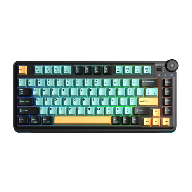 AULA AU75 Wireless Mechanical Keyboard 3 in 1 Gasket Structure Gaming Keyboard with Knob 75% Layout RGB Hot-swap