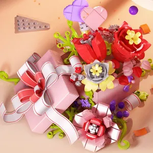 Torta di fiori leg0 set di blocchi di costruzione fiore eterno rosa giacinto puzzle giocattolo decorazione per regalo di compleanno san valentino
