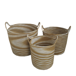 Commercio all'ingrosso Set di 3 rotondi di <span class=keywords><strong>carta</strong></span> corda cesto di stoccaggio tessuto pane da bucato cesto di stoccaggio con manici - Product Image 2